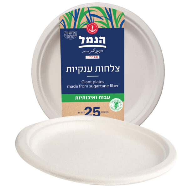 צלחות ענקיות מקנה סוכר 25 יחידות