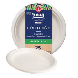 צלחות גדולות מקנה סוכר 25 יח`