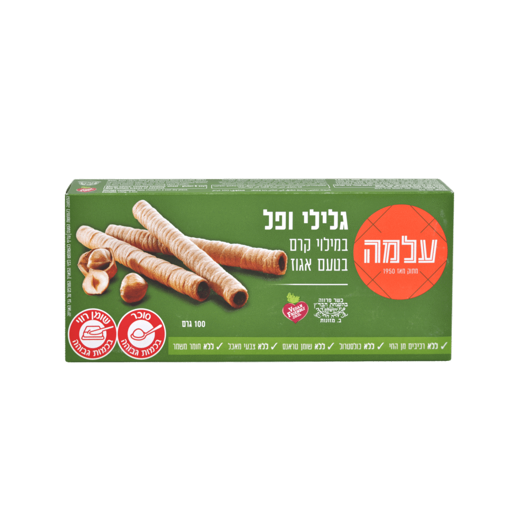 גלילי ופל בטעם אגוז - 100 גרם - הנמל אריזות ושיווק | מזון | כשר